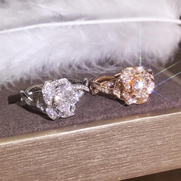 NEW 925 Sterling Silver Diamond Rose Ring - Picture 4 of 6